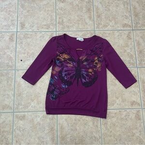 Elegant Purple Butterfly Women's Blouse